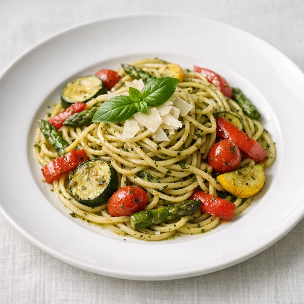Pasta primavera photo on a restaurant menu